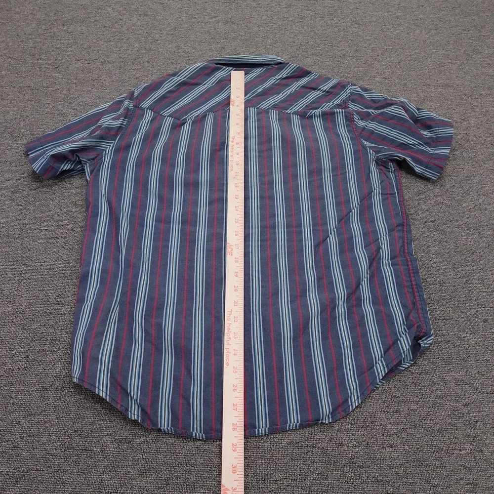 Vintage Levi's Shirt Mens Large Blue Stripe Long Horn Western Snap